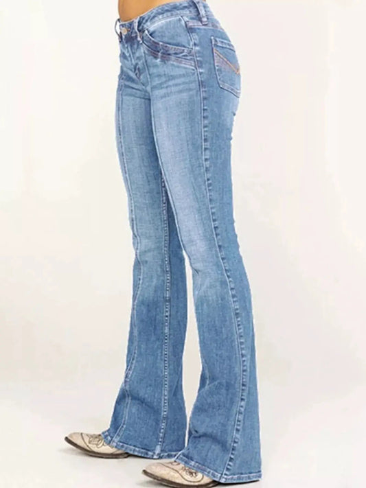 Light Wash Pocketed Mid-Rise Bootcut Jeans - Bitsy Gypsy Boutique