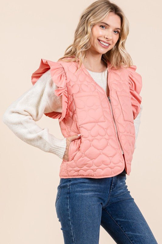 Lightweight Heart Quilted Puffer Vest - Bitsy Gypsy Boutique