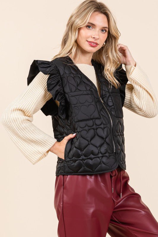 Lightweight Heart Quilted Puffer Vest - Bitsy Gypsy Boutique