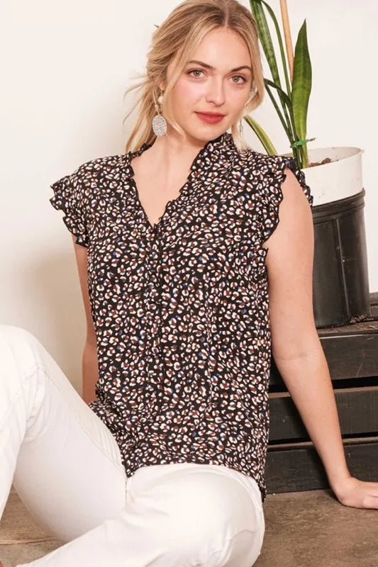 Lime 'N' Chili Multi Dot Print Sleeveless Button Down Blouse - Bitsy Gypsy Boutique