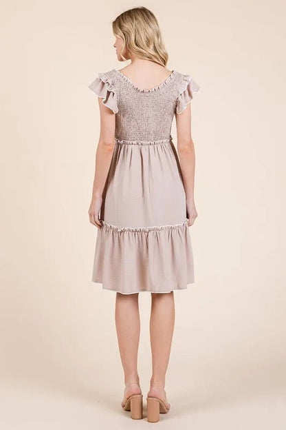 Lime 'N' Chili Ruffle Trim Smocked Dress with Contrast - Bitsy Gypsy Boutique