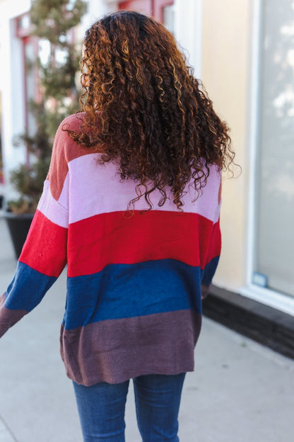Lock Eyes Lilac Multi-Stripe Ribbed Knit Sweater Pullover - Bitsy Gypsy Boutique