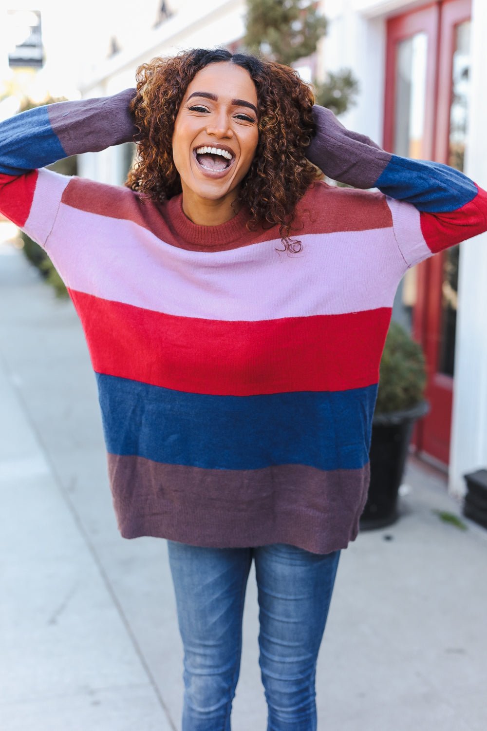 Lock Eyes Lilac Multi-Stripe Ribbed Knit Sweater Pullover - Bitsy Gypsy Boutique