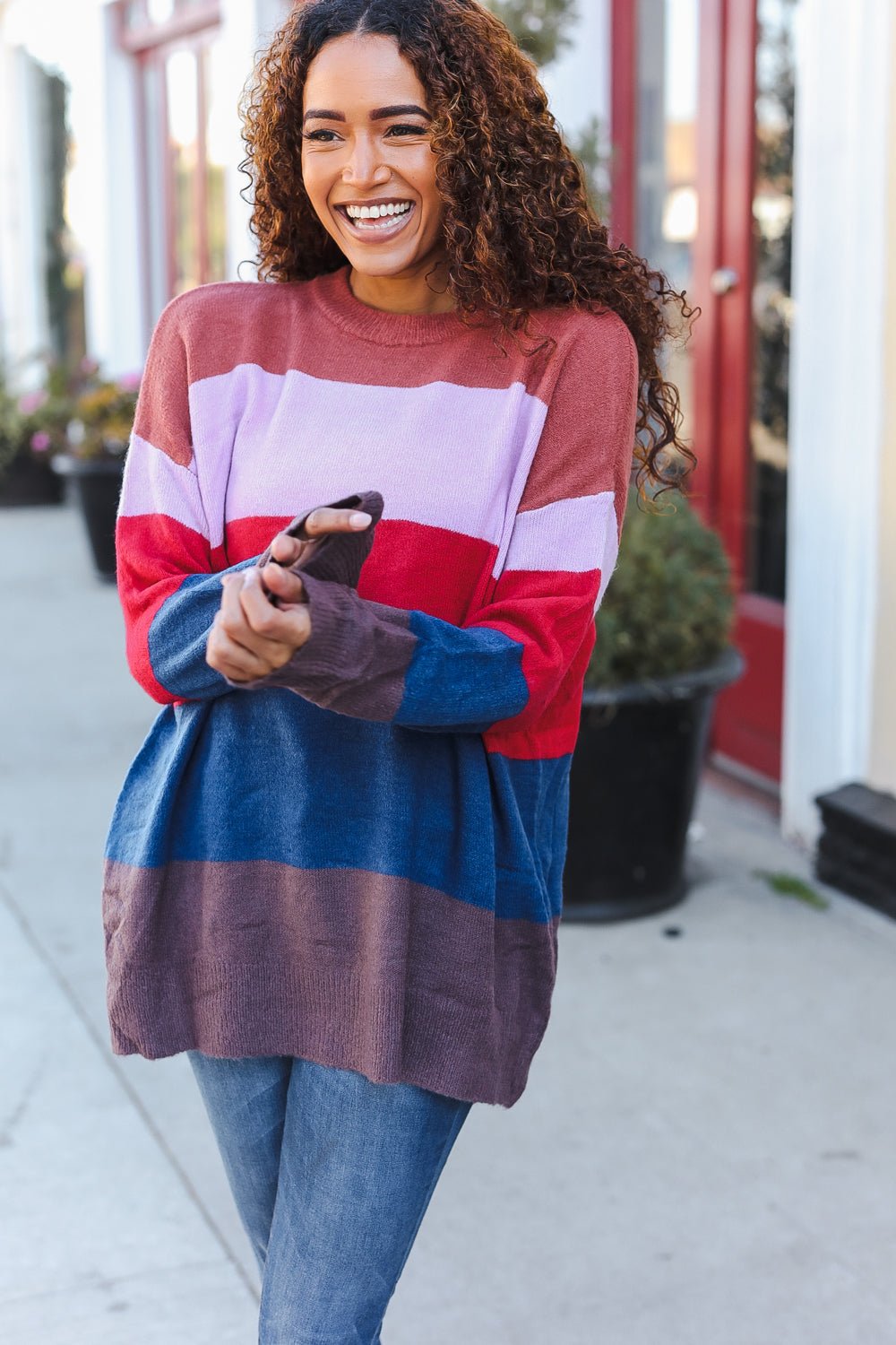 Lock Eyes Lilac Multi-Stripe Ribbed Knit Sweater Pullover - Bitsy Gypsy Boutique