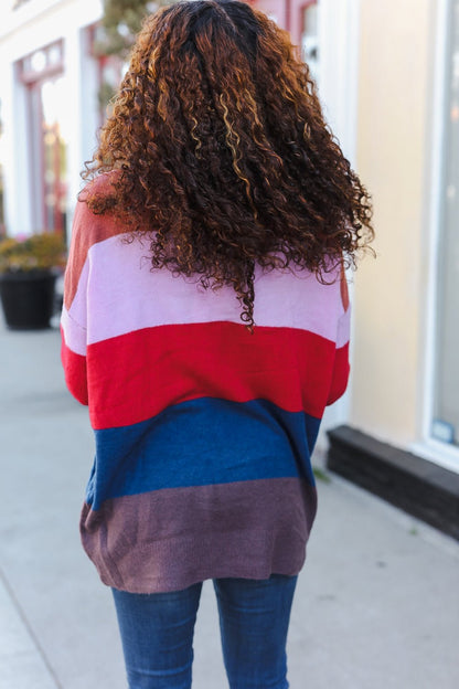 Lock Eyes Lilac Multi-Stripe Ribbed Knit Sweater Pullover - Bitsy Gypsy Boutique