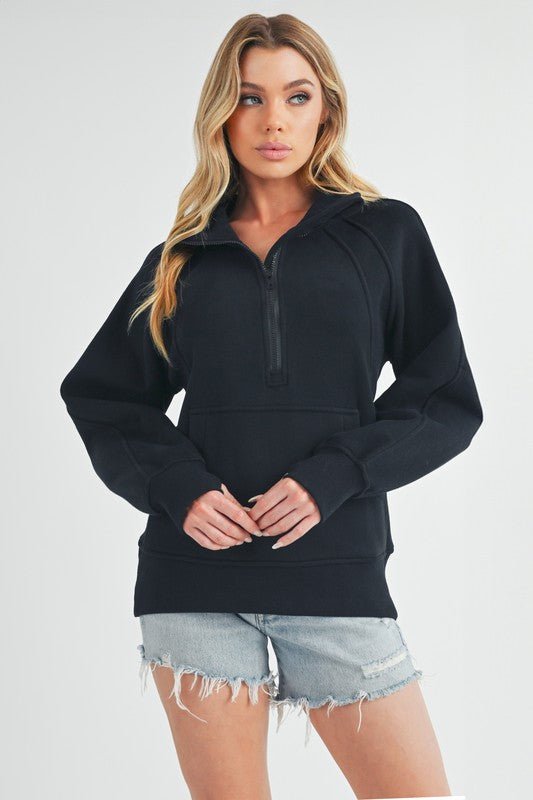 Long Dove Funnel Neck Half Long Zip - Bitsy Gypsy Boutique