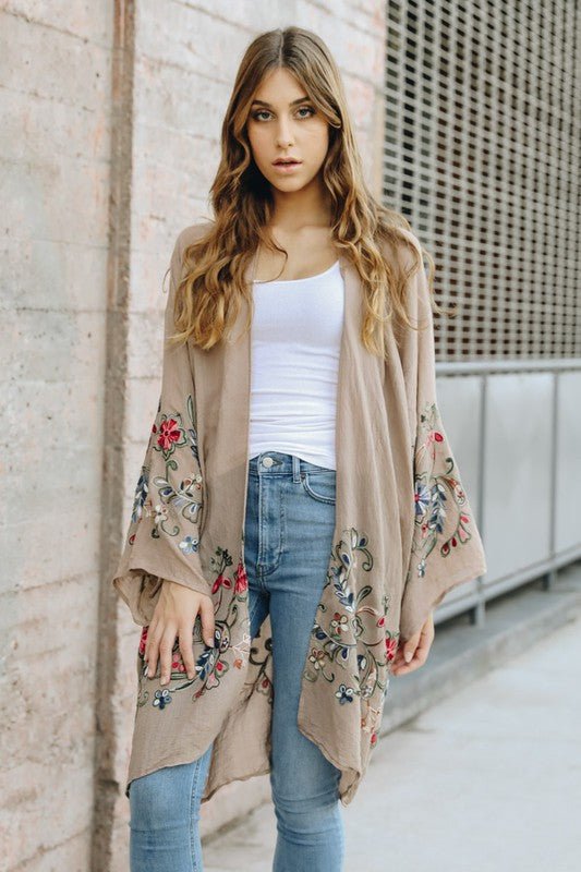 Long Floral Kimono Cardigan - Bitsy Gypsy Boutique