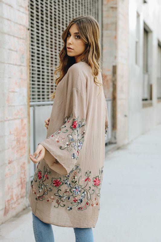 Long Floral Kimono Cardigan - Bitsy Gypsy Boutique