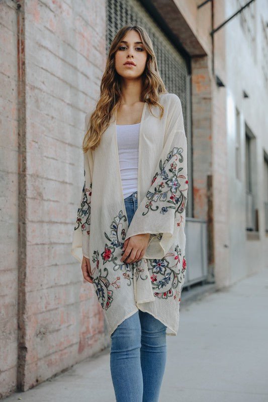 Long Floral Kimono Cardigan - Bitsy Gypsy Boutique