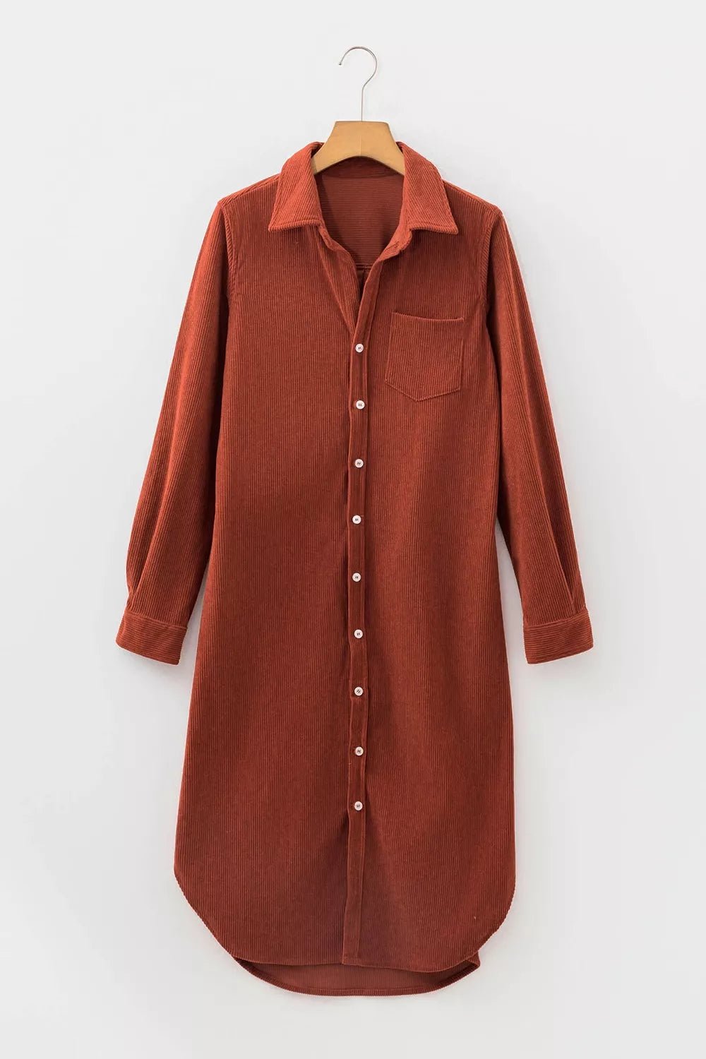 Long Sleeve Button Down Corduroy Midi Dress - Bitsy Gypsy Boutique