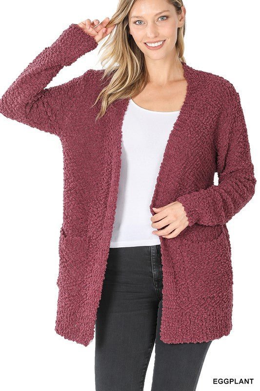 Long Sleeve Popcorn Sweater Cardigan with Pockets - Bitsy Gypsy Boutique