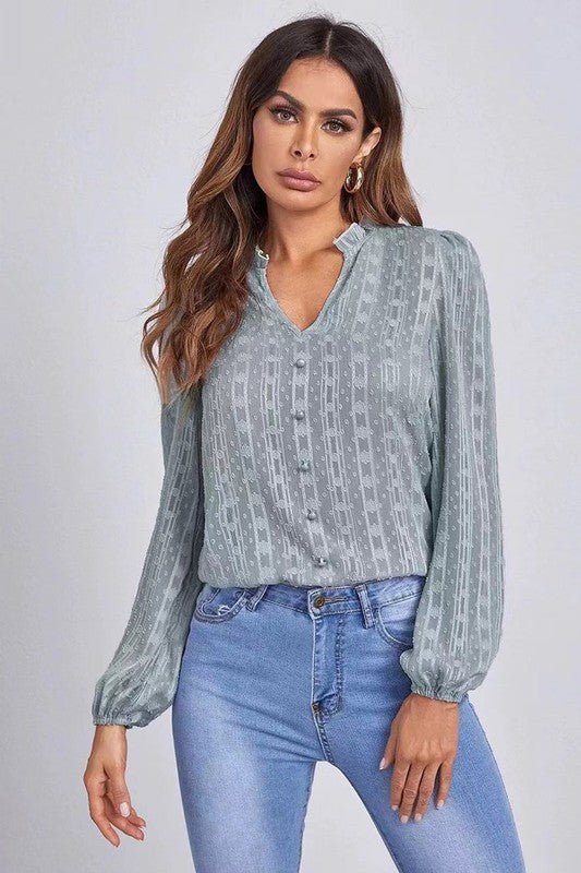 Long sleeve sheer blouse - Bitsy Gypsy Boutique