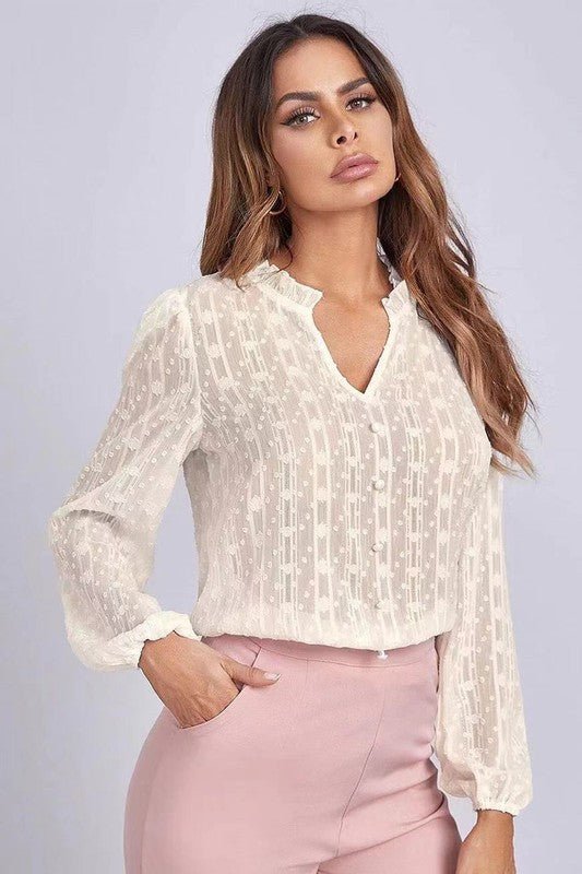 Long sleeve sheer blouse - Bitsy Gypsy Boutique