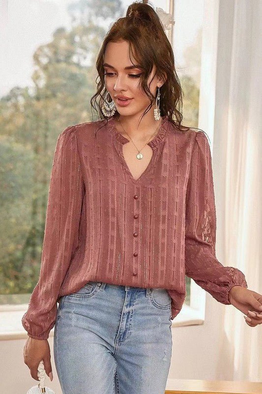 Long sleeve sheer blouse - Bitsy Gypsy Boutique