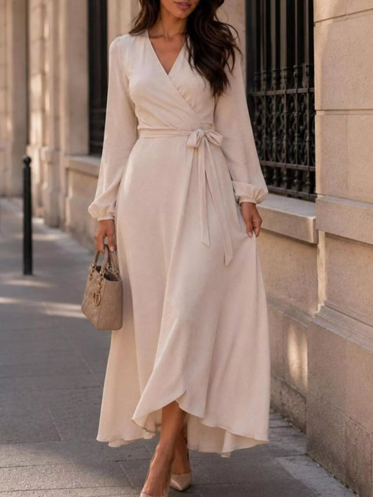 Long Sleeve Wrap Dress with Waist Tie - Bitsy Gypsy Boutique