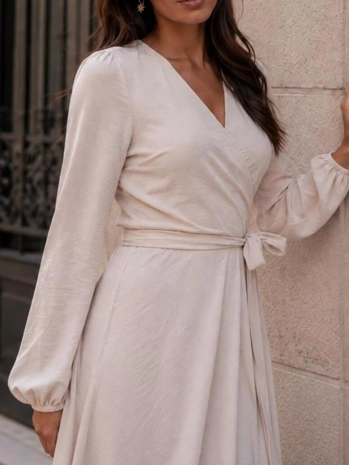 Long Sleeve Wrap Dress with Waist Tie - Bitsy Gypsy Boutique