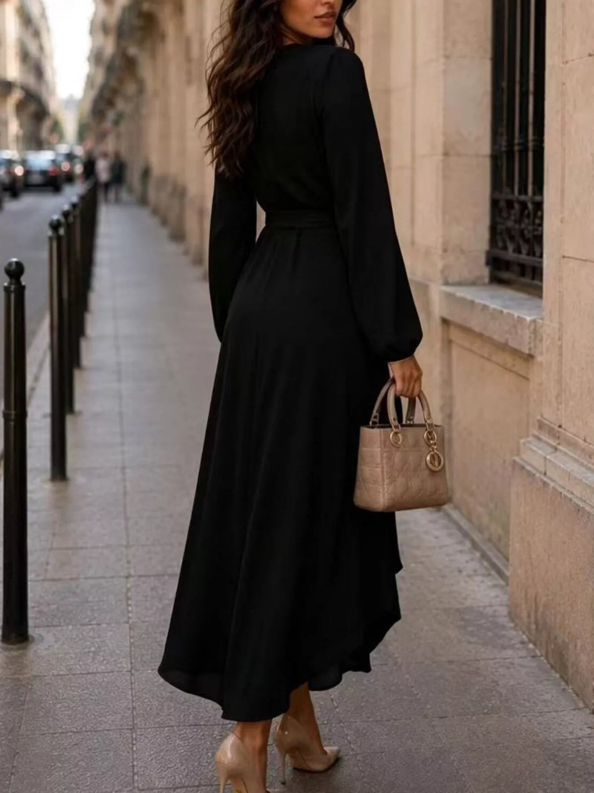 Long Sleeve Wrap Dress with Waist Tie - Bitsy Gypsy Boutique