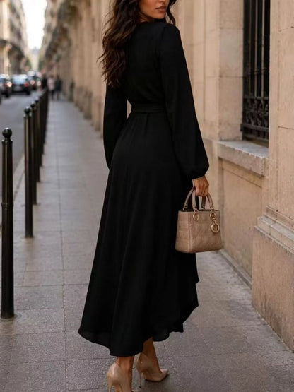 Long Sleeve Wrap Dress with Waist Tie - Bitsy Gypsy Boutique