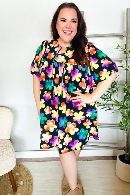 Look Adorable Ribbon Bow Tie Floral Babydoll Dress with Pockets - Bitsy Gypsy Boutique