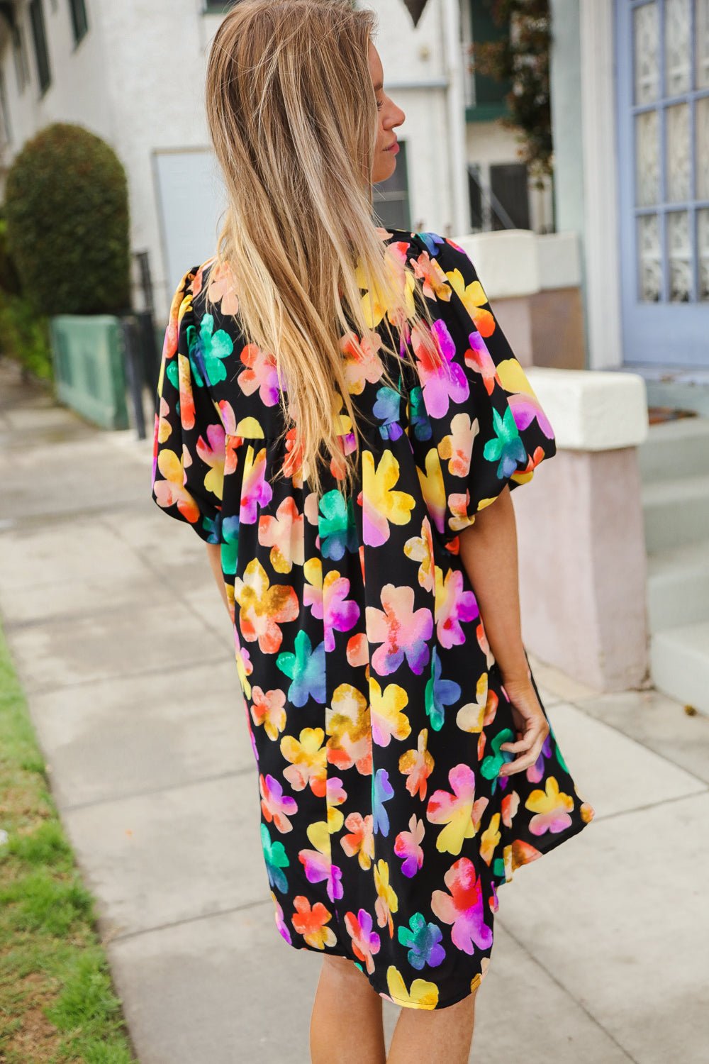 Look Adorable Ribbon Bow Tie Floral Babydoll Dress with Pockets - Bitsy Gypsy Boutique