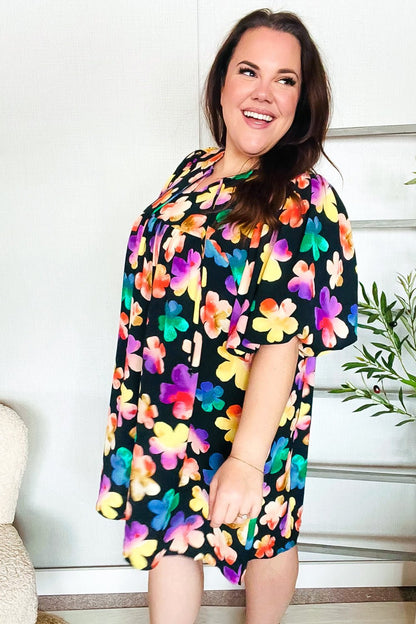 Look Adorable Ribbon Bow Tie Floral Babydoll Dress with Pockets - Bitsy Gypsy Boutique