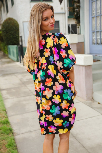 Look Adorable Ribbon Bow Tie Floral Babydoll Dress with Pockets - Bitsy Gypsy Boutique