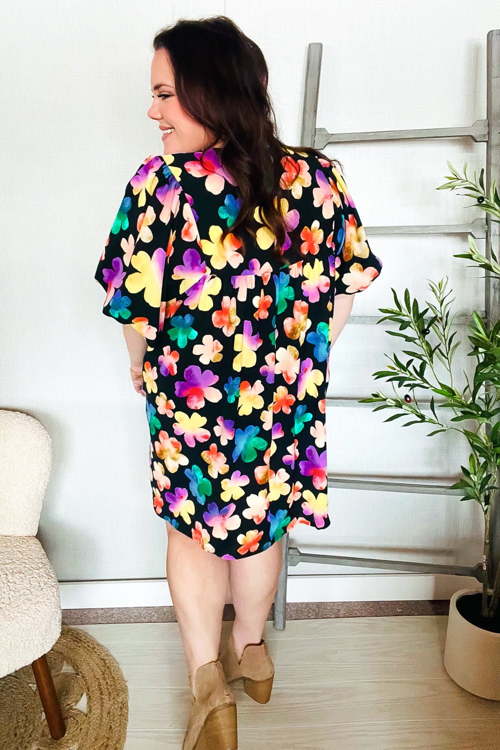 Look Adorable Ribbon Bow Tie Floral Babydoll Dress with Pockets - Bitsy Gypsy Boutique