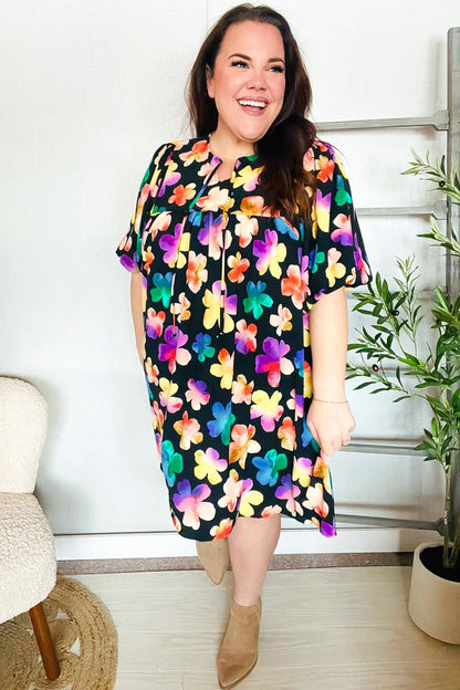 Look Adorable Ribbon Bow Tie Floral Babydoll Dress with Pockets - Bitsy Gypsy Boutique