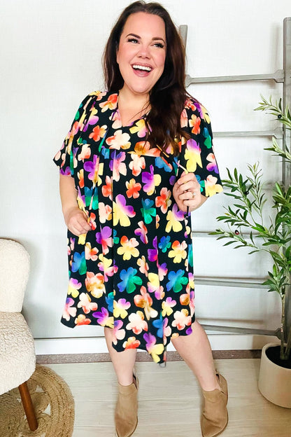 Look Adorable Ribbon Bow Tie Floral Babydoll Dress with Pockets - Bitsy Gypsy Boutique