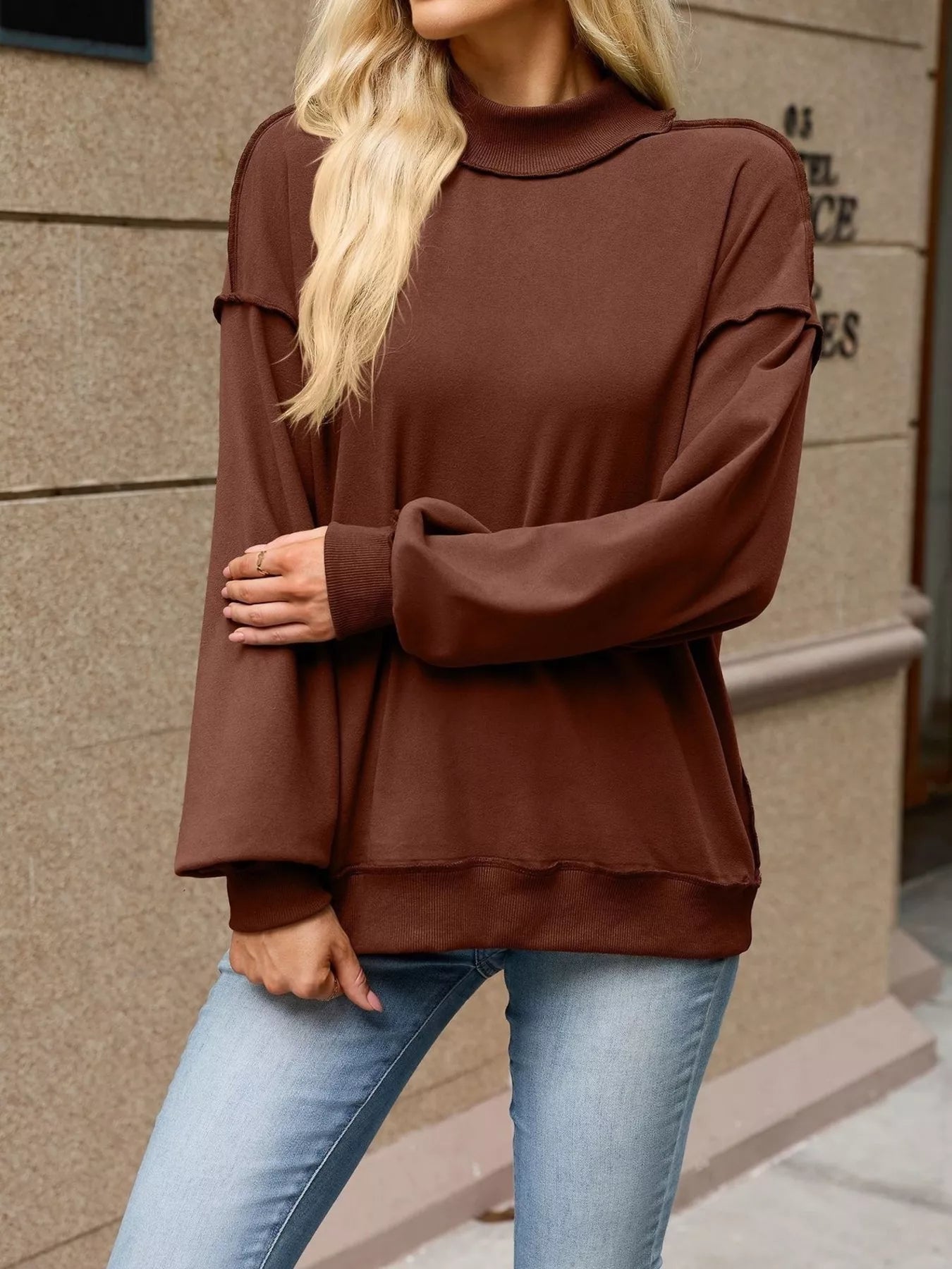 Loose Fit Crew Neck Sweatshirt - Bitsy Gypsy Boutique