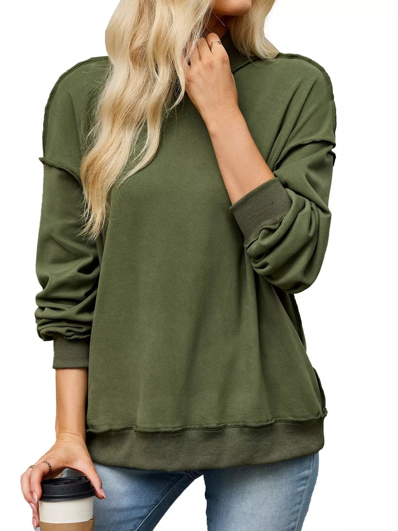 Loose Fit Crew Neck Sweatshirt - Bitsy Gypsy Boutique