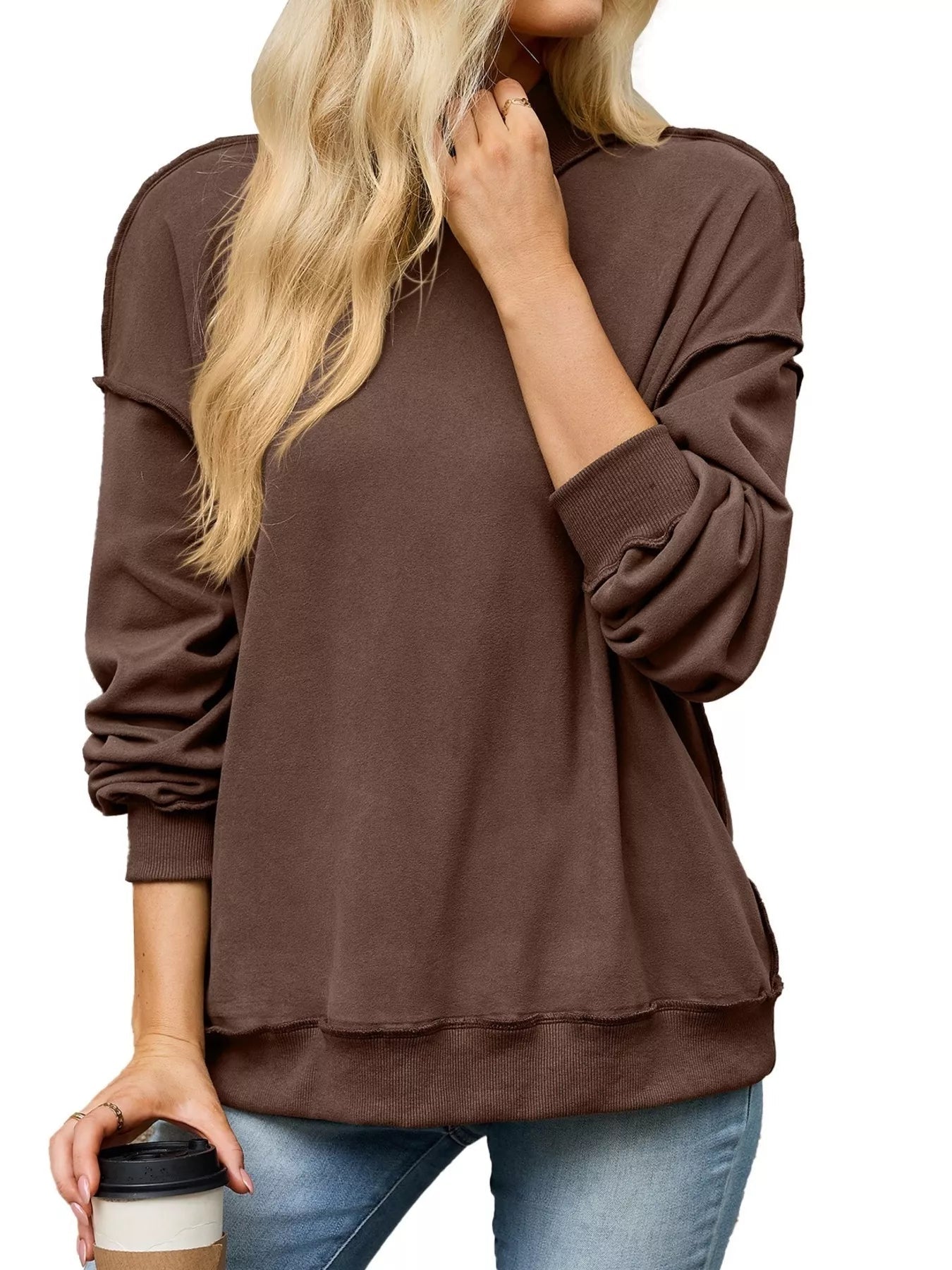 Loose Fit Crew Neck Sweatshirt - Bitsy Gypsy Boutique