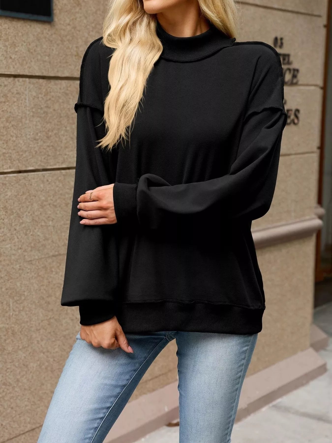 Loose Fit Crew Neck Sweatshirt - Bitsy Gypsy Boutique