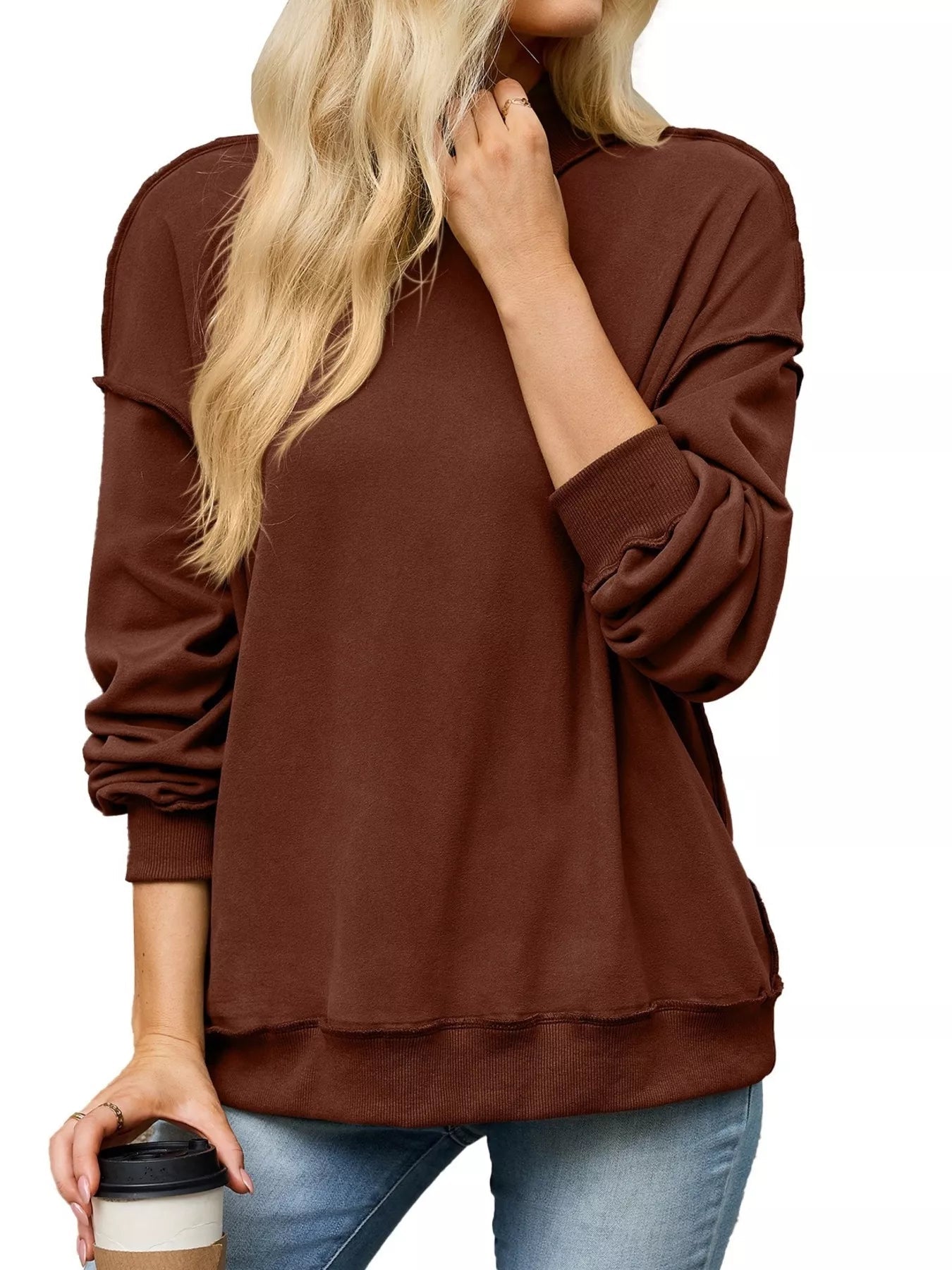 Loose Fit Crew Neck Sweatshirt - Bitsy Gypsy Boutique