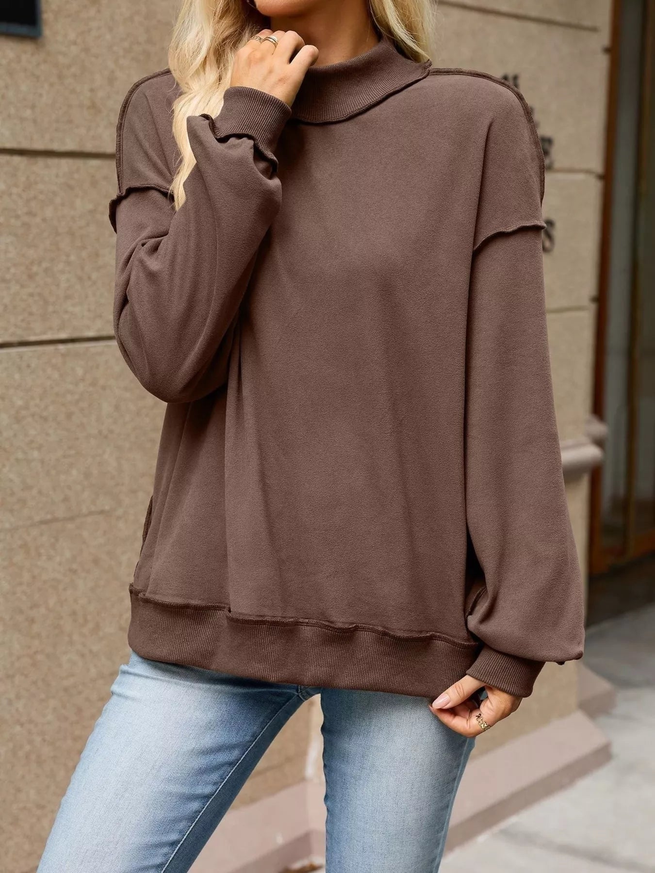 Loose Fit Crew Neck Sweatshirt - Bitsy Gypsy Boutique