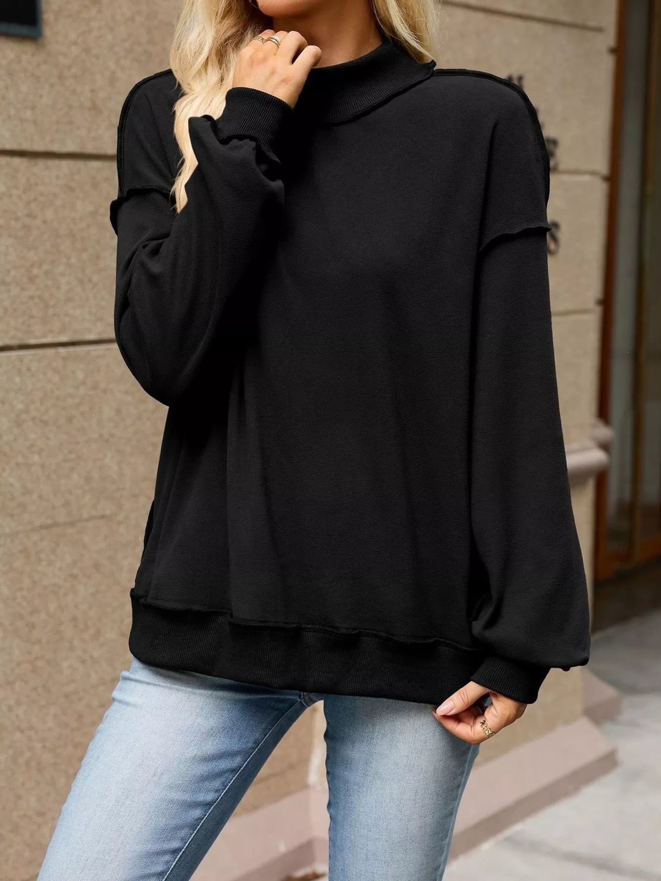 Loose Fit Crew Neck Sweatshirt - Bitsy Gypsy Boutique