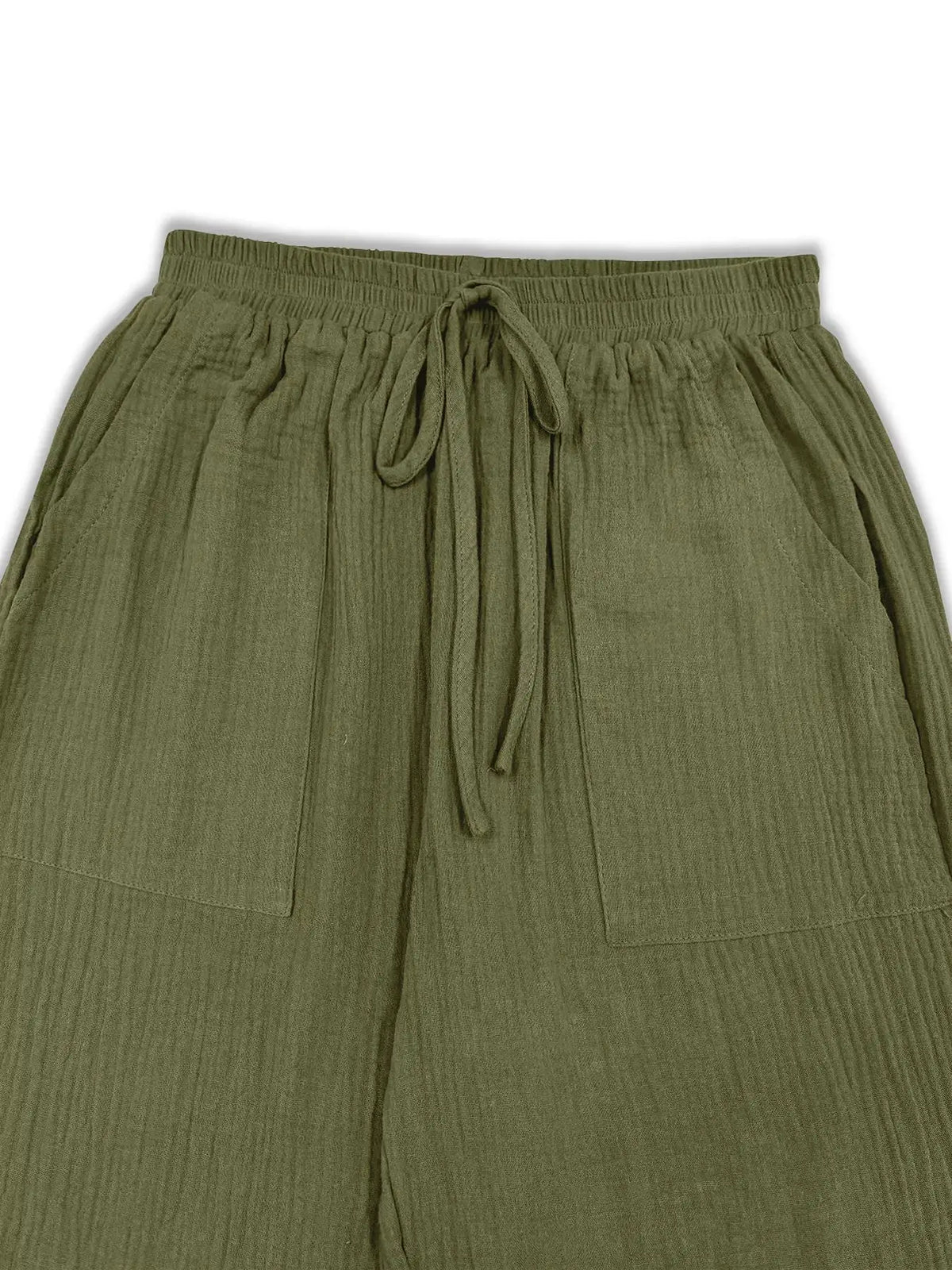 Loose Fit Gauze Drawstring Pants by Trendsi