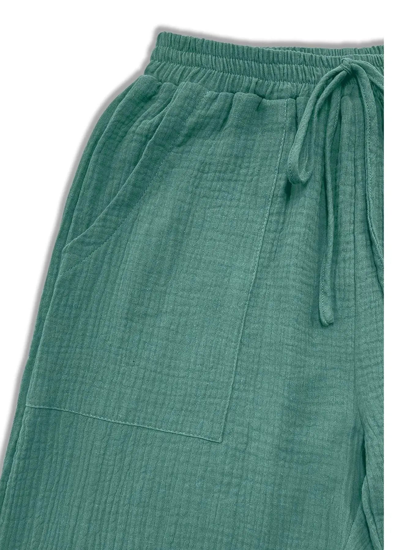 Loose Fit Gauze Drawstring Pants by Trendsi