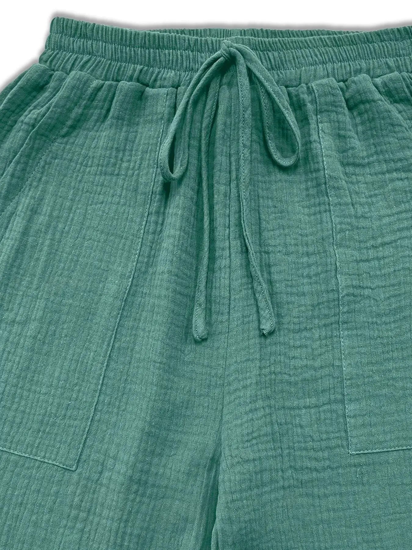 Loose Fit Gauze Drawstring Pants by Trendsi