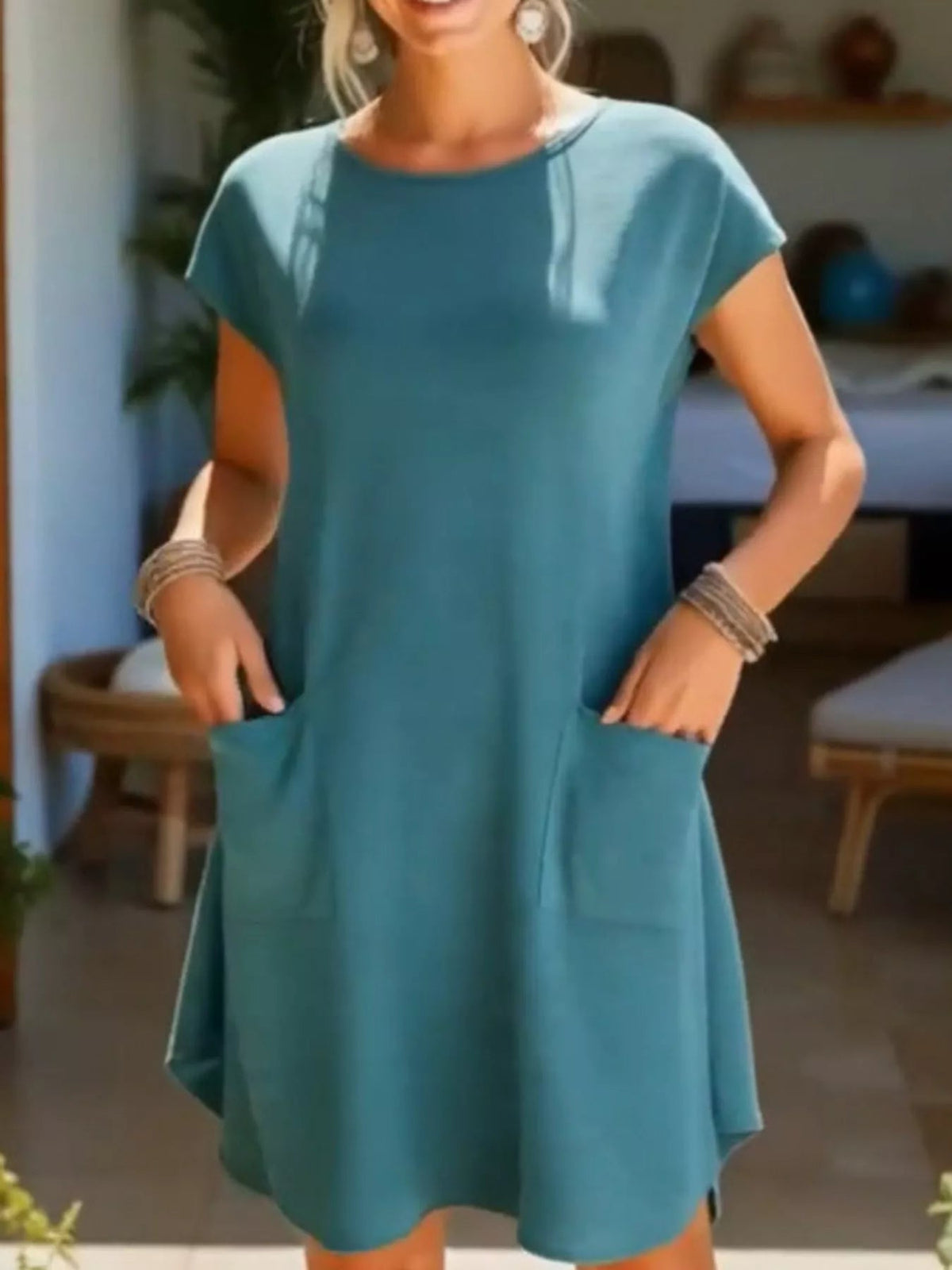 Loose Fit T-Shirt Dress with Pockets - Bitsy Gypsy Boutique