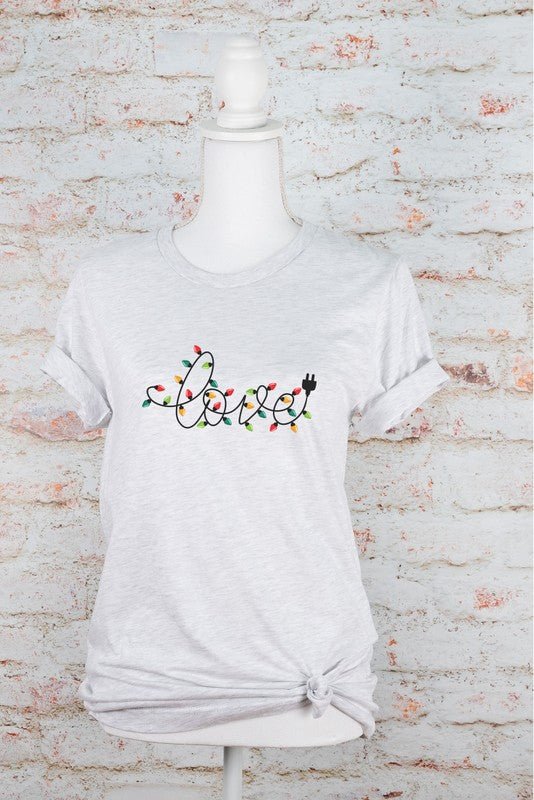 Love Christmas Lights Graphic Boutique Tee - Bitsy Gypsy Boutique
