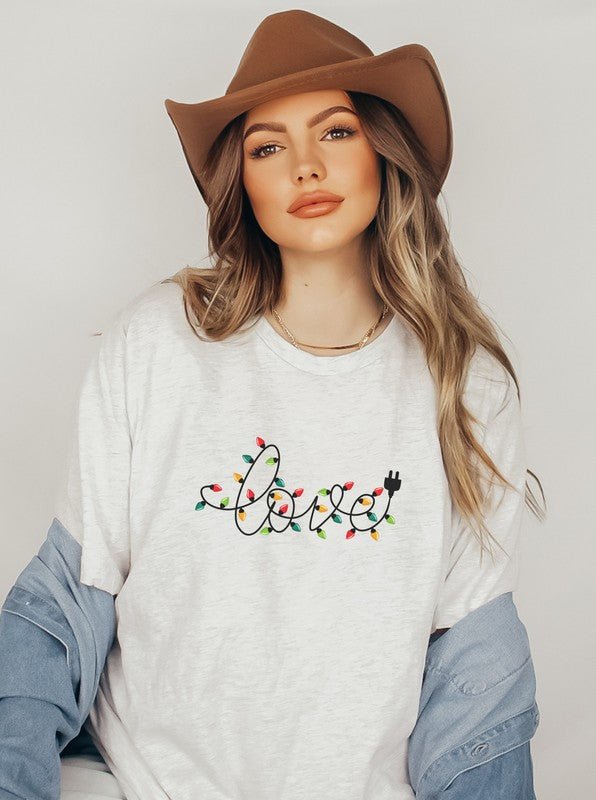 Love Christmas Lights Graphic Boutique Tee - Bitsy Gypsy Boutique