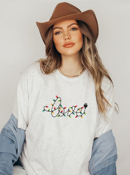 Love Christmas Lights Graphic Boutique Tee - Bitsy Gypsy Boutique
