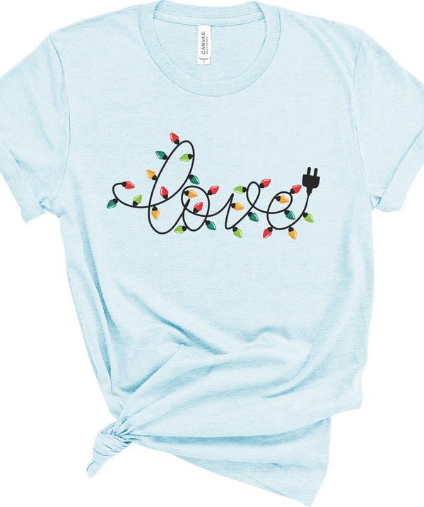 Love Christmas Lights Graphic Boutique Tee - Bitsy Gypsy Boutique