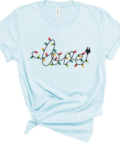 Love Christmas Lights Graphic Boutique Tee - Bitsy Gypsy Boutique