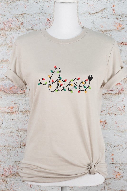 Love Christmas Lights Graphic Boutique Tee - Bitsy Gypsy Boutique