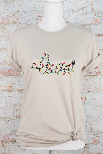 Love Christmas Lights Graphic Boutique Tee - Bitsy Gypsy Boutique