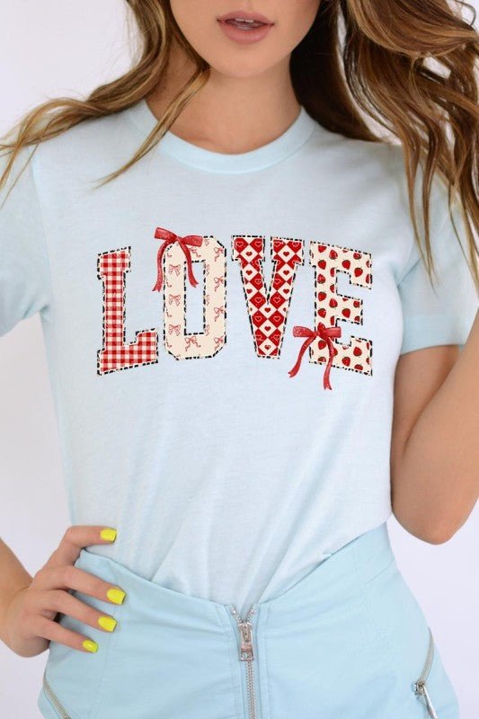 Love Pattern Valentine Graphic Tee - Bitsy Gypsy Boutique