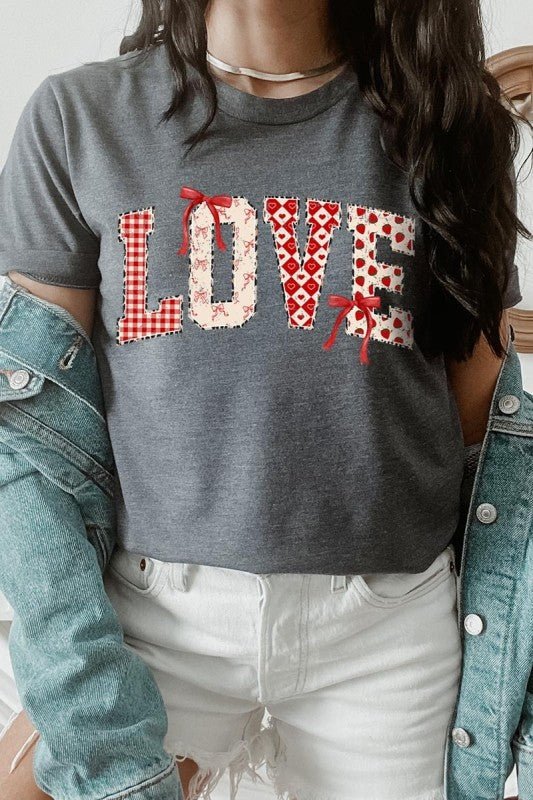 Love Pattern Valentine Graphic Tee - Bitsy Gypsy Boutique