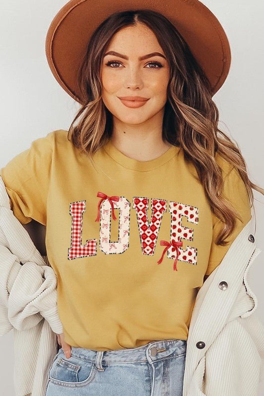 Love Pattern Valentine Graphic Tee - Bitsy Gypsy Boutique